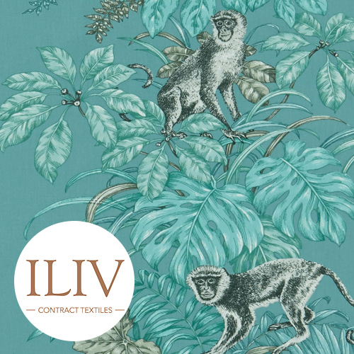 ILIV Monkeying Around Fabric Lagoon 영국수입 원단/북유럽원단/커튼원단/인테리어원단/쿠션원단(1/2마)