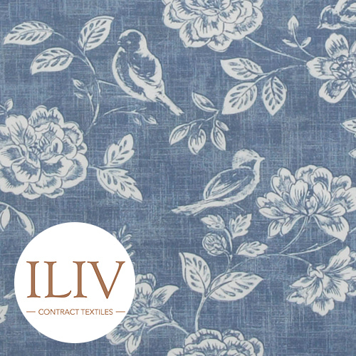 ILIV Bird Garden Fabric Denim 영국수입 원단/북유럽원단/커튼원단/인테리어원단/쿠션원단(1/2마)