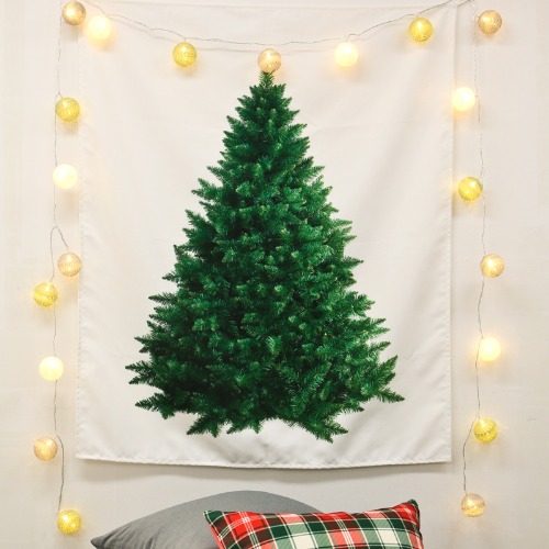 리얼 크리스마스 트리 가랜드 100x120cm 가리개커튼 태피스트리 인테리어천 벽장식 월행잉 인테리어포스터